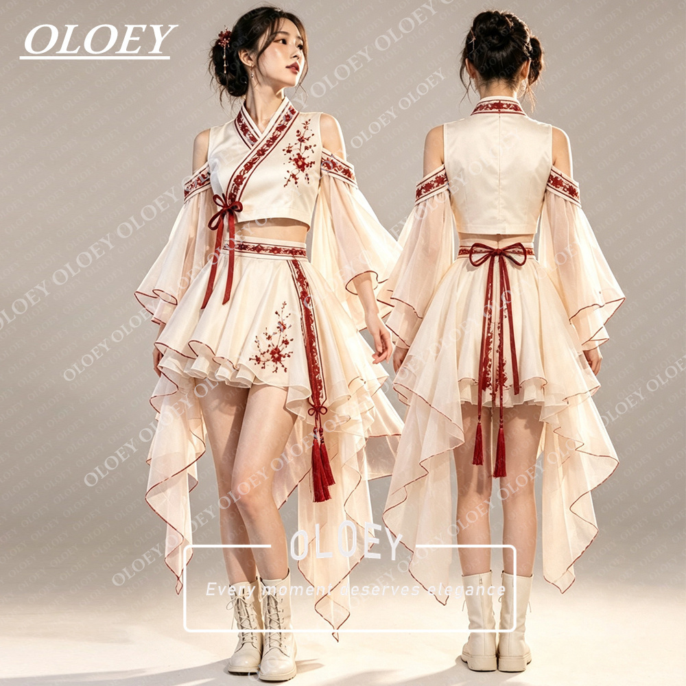 Modern Korean Lifestyle - OLOEY Conjunto de Hanbok Corto Rojo