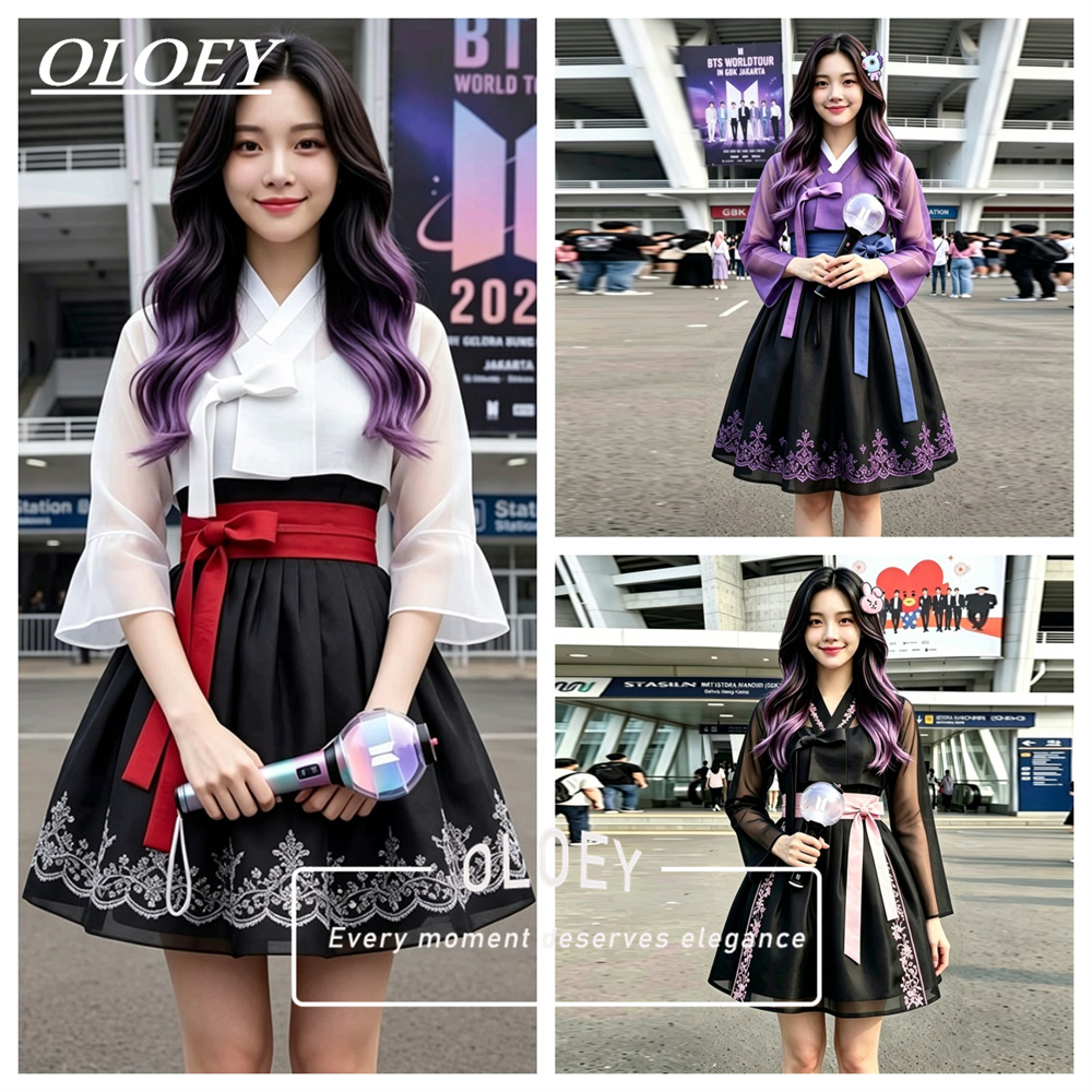 Modern Korean Lifestyle - OLOEY Vestido Hanbok Corto Moderno con