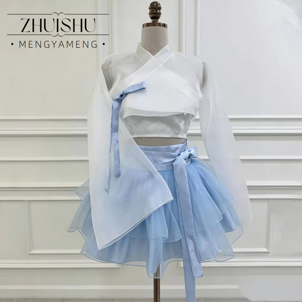 Moderno Hanbok Azul y Blanco d - Modern Korean Lifestyle reseña y precio